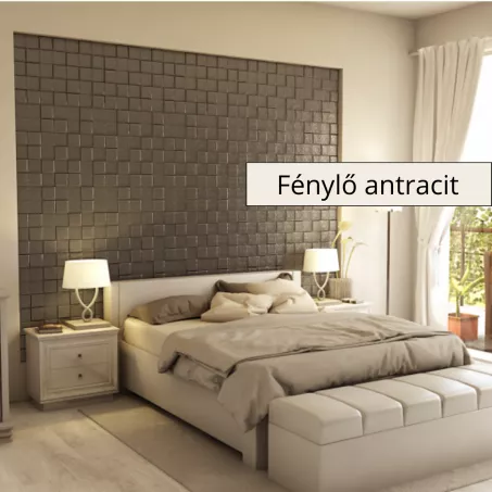 Collarada 3D falpanel 60x60cm -Fénylő antracit