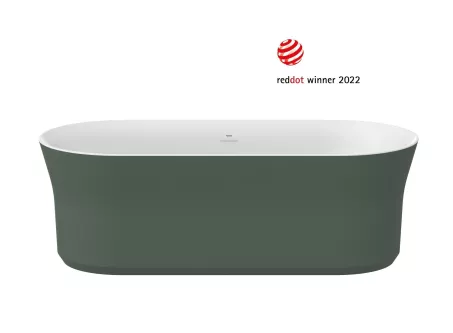 Ypsilon 180x80, akrilkád, Grey Green/fehér, szabadonálló, túlfolyó és lefolyó: fehér