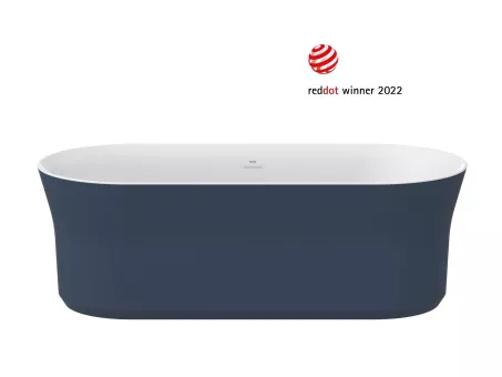 Ypsilon 180x80, akrilkád, Deepsea Blue/fehér, szabadonálló, túlfolyó és lefolyó: fehér