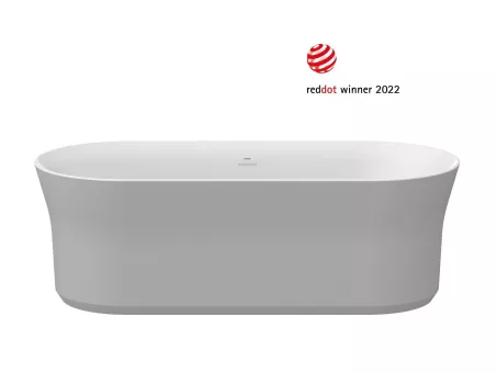 Ypsilon 180x80, akrilkád, Smoke Grey/fehér, szabadonálló, túlfolyó és lefolyó: fehér