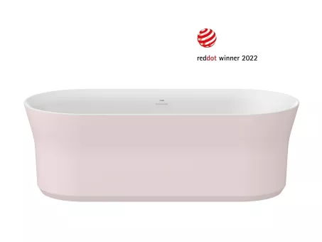 Ypsilon 180x80, akrilkád, Alabaster Pink/fehér, szabadonálló, túlfolyó és lefolyó: fehér