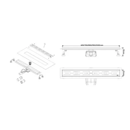 Wellis Linear zuhanyfolyóka 600x70x95mm