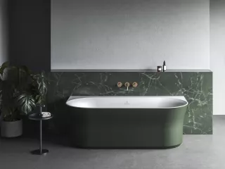 Ypsilon Wall 178x86, akrilkád, Grey Green/fehér, szabadonálló, túlfolyó és lefolyó: fehér